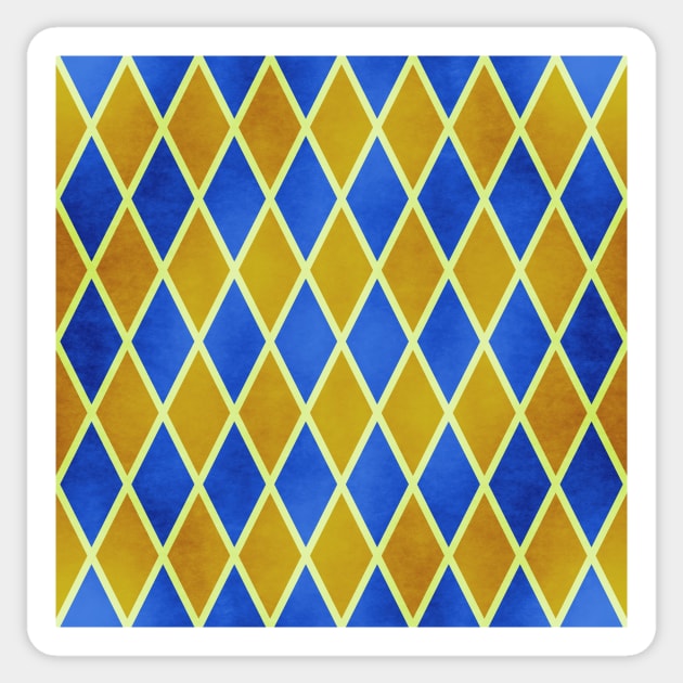 Blue Gold Retro Pattern Sticker by Kelly Louise Art